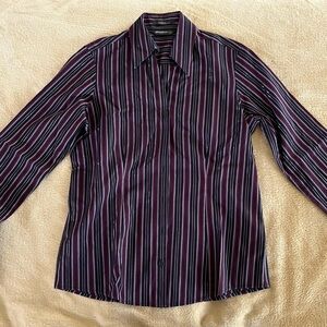 striped collared office shirt